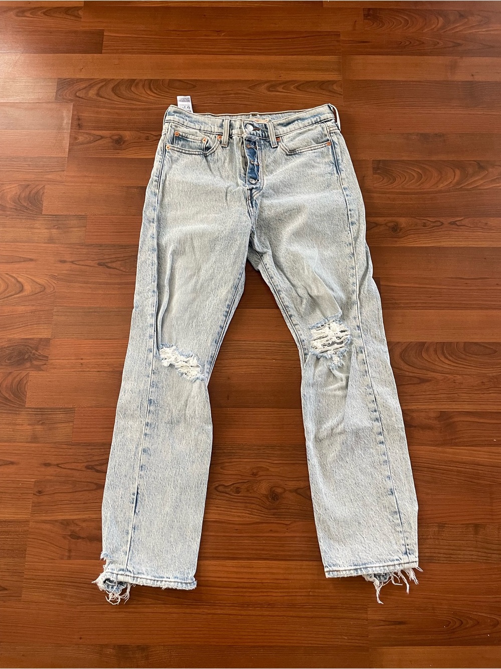Levi's Light Blue Distressed Straight-Leg Jeans